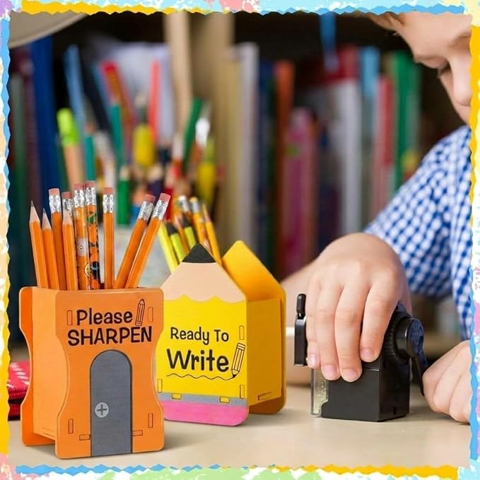 Sherr 2 Pcs Wood Pencil Holder Pencils and Sharpener Shaped Sharp and Dull Pen - Image 5