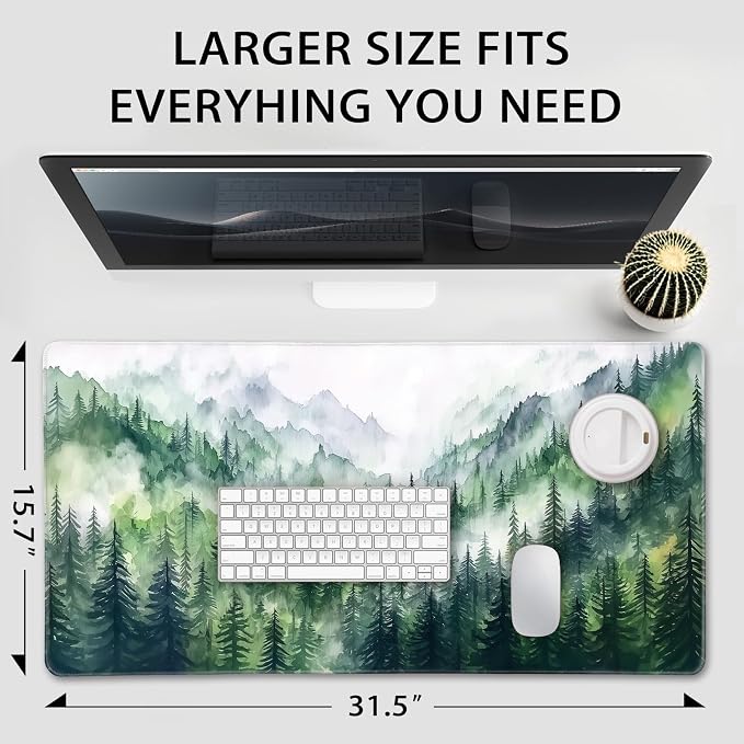 Misty Forest Mountain Large Gaming Mouse Pad 31.5"x15.7"｜XXL Desk Mat, Non-Slip - Image 4