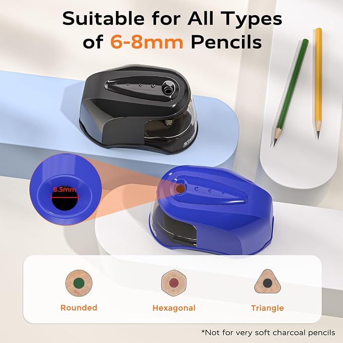 STAGEEK Electric Pencil Sharpener, Plug in or USB/Battery Operated. Works - Image 3