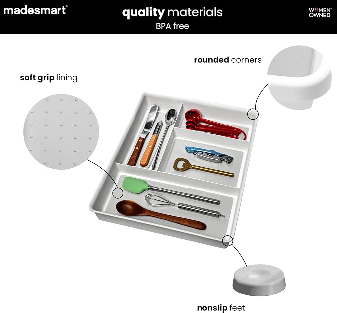 madesmart 4 Compartment Drawer Organizer, Office Tools, & Small Household Items - Image 5