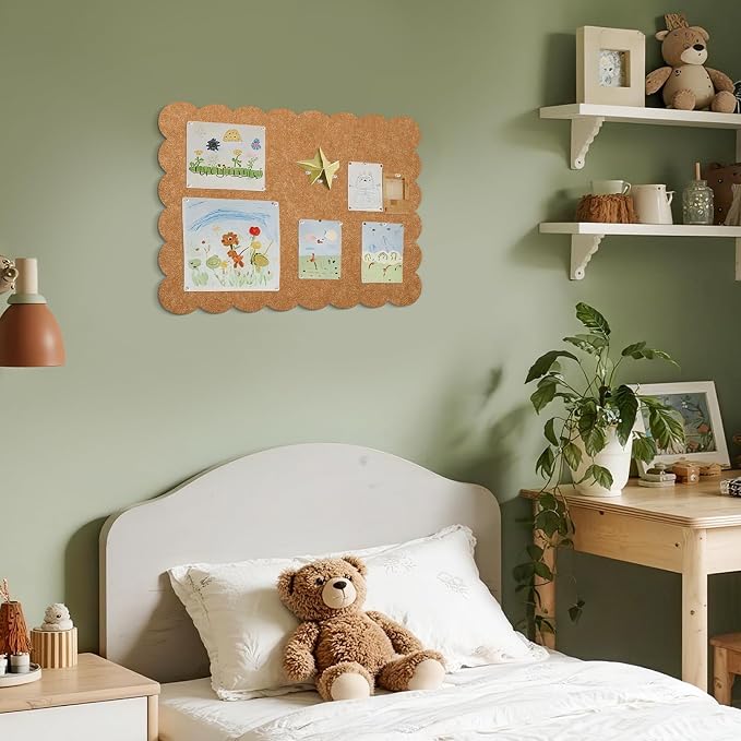 Lightomorrow Scalloped Bulletin Board, 24 x 18 Inches Felt Pin Board - Image 5