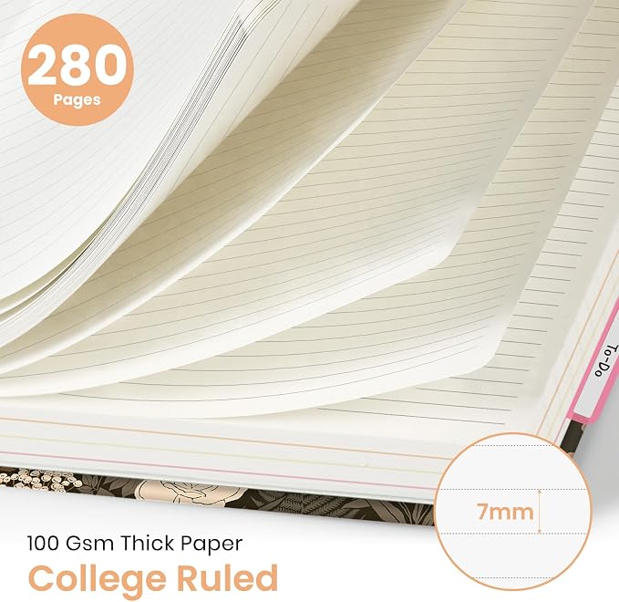 Large Lined Spiral Journal for Women Cute Hardcover 5 Subject Notebook for Work - Image 2