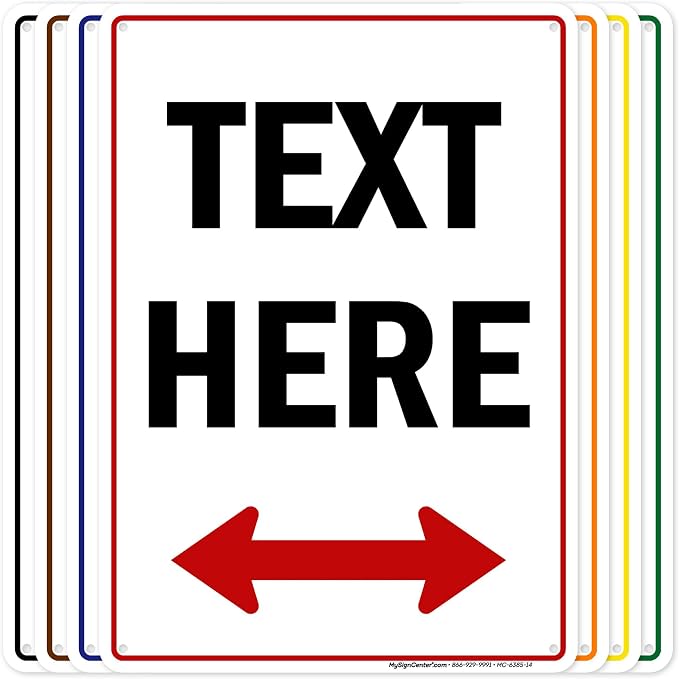 Custom Arrow, Custom Directional Sign, Two Way Arrow, 10x14 Inches, 55 mil by MySignCenter