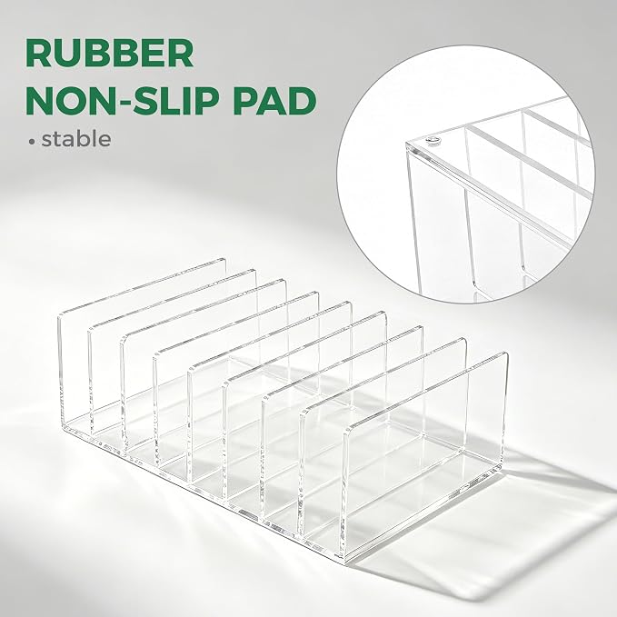 8 Compartments Clear Acrylic Mail Holder – Vertical Letter Sorter & - Image 4