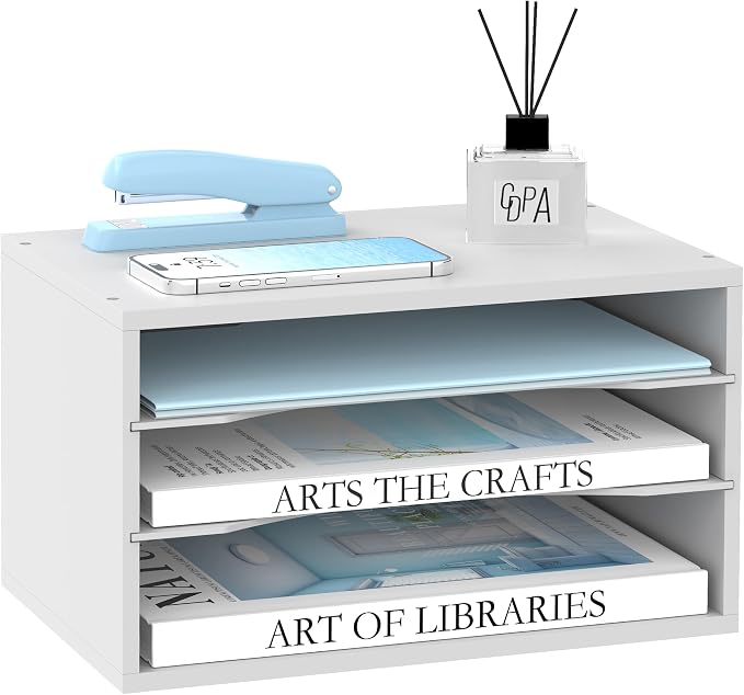 SUPEASY Wood Desk Organizer, 3 Tier Paper File Organizer by SUPEASY