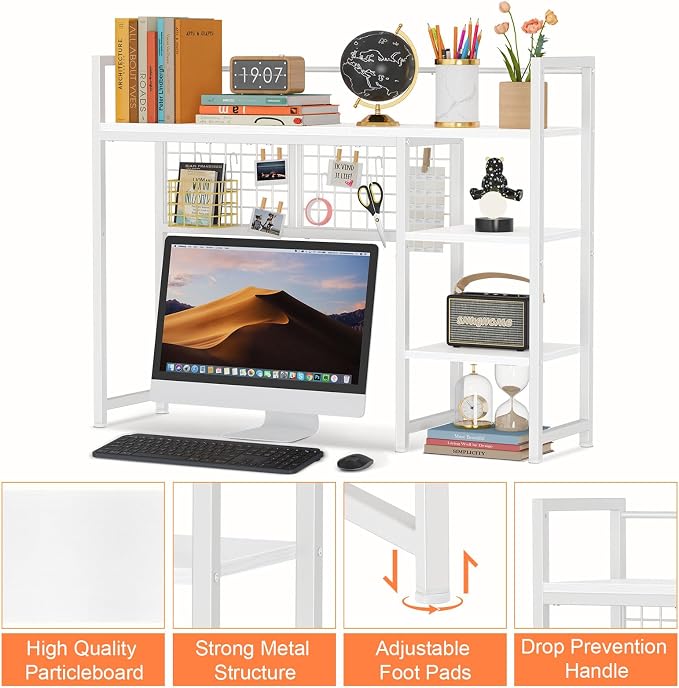 Snughome Desk Shelf, 38.6" Desktop Organizer Shelf, Desk Hutch - Image 7