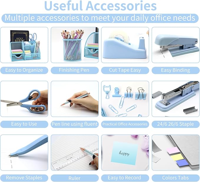 12 in 1 Desk Organizers and Accessories Set, Office Supplies Include Stapler - Image 3