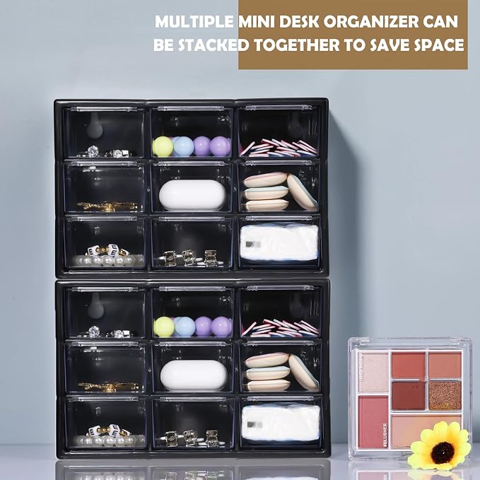 Rtteri 9 Pieces Mini Drawer Organizer Plastic Desktop Storage Box Desk Craft - Image 6