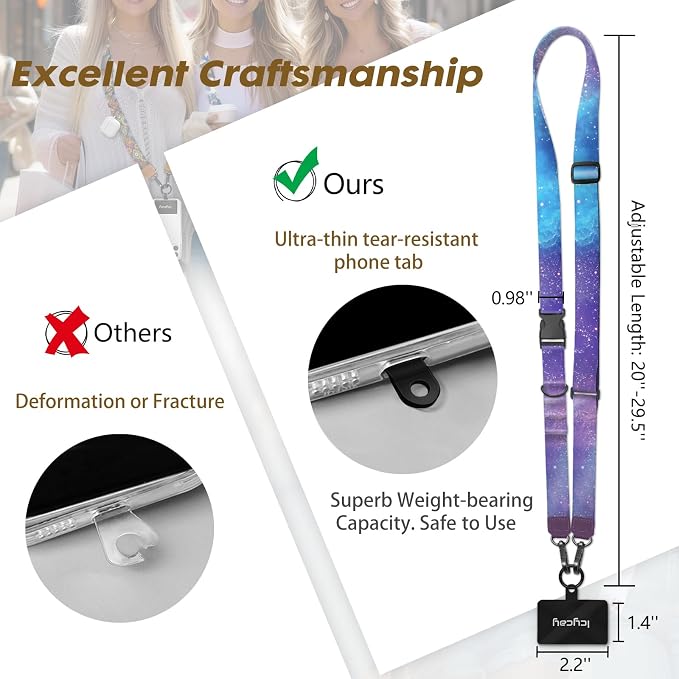 Icycay Phone Lanyard Crossbody, Starry Sky Cell Phone Strap - Image 5