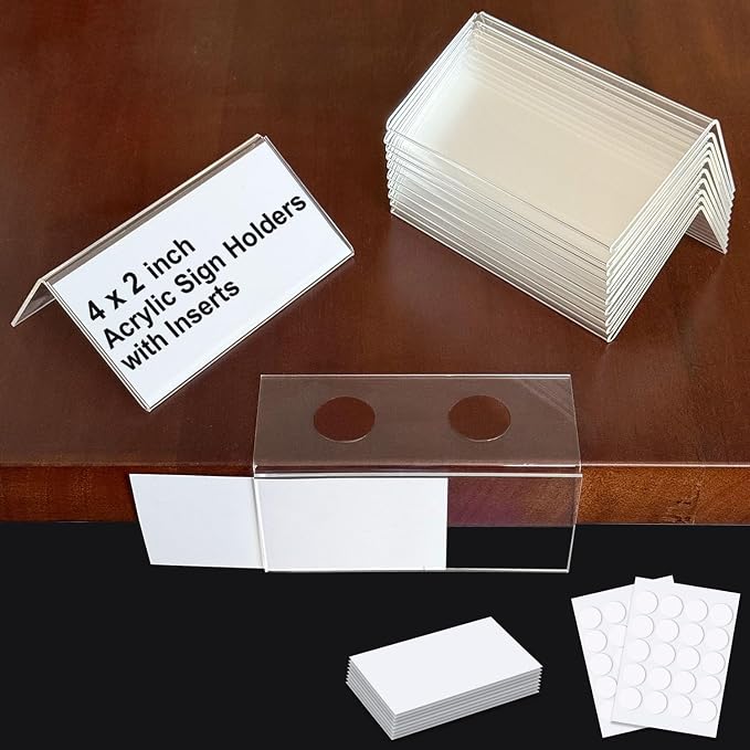 ChanQnTon L-Shape Acrylic Sign Holder, Price Tags, Food Labels by ChanQnTon