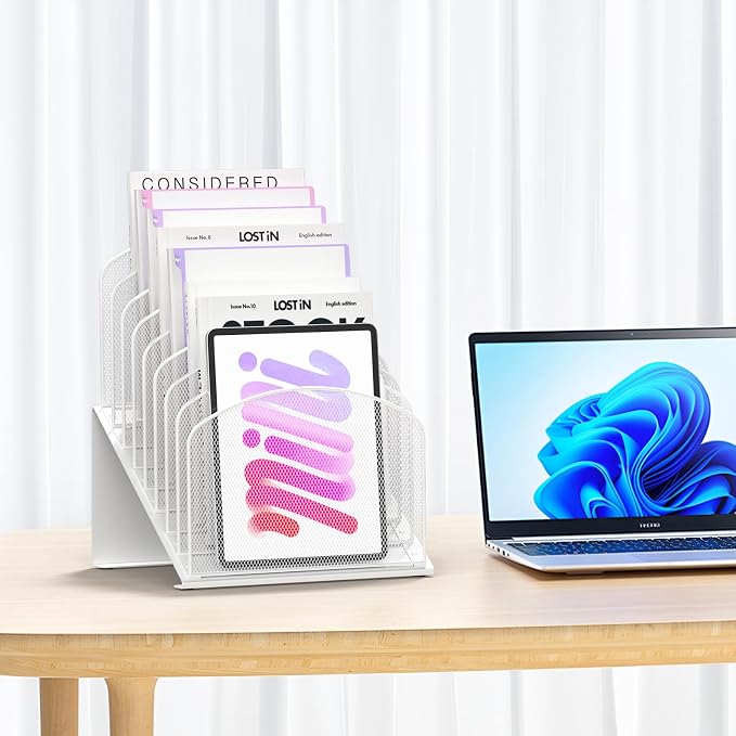 Inclined Desk File Organizer Metal Desk Magazine Folder Holder - Image 3