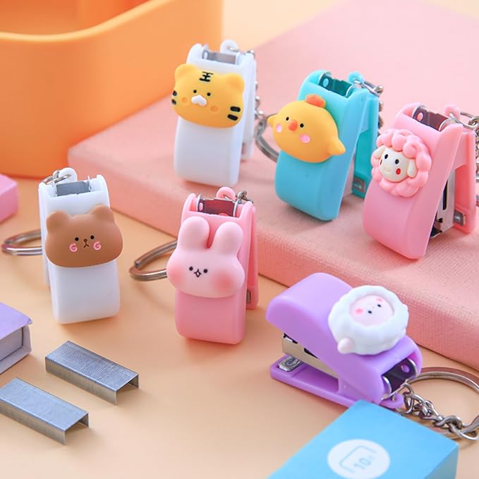 4 PCS Mini Stapler Cute Small Stapler Mini Stationery Set Pink Stapler & - Image 6