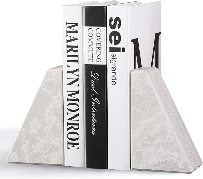 Marble Bookends for Heavy Books, Decorative Book Ends for Shelves, Durable and by Karibiber