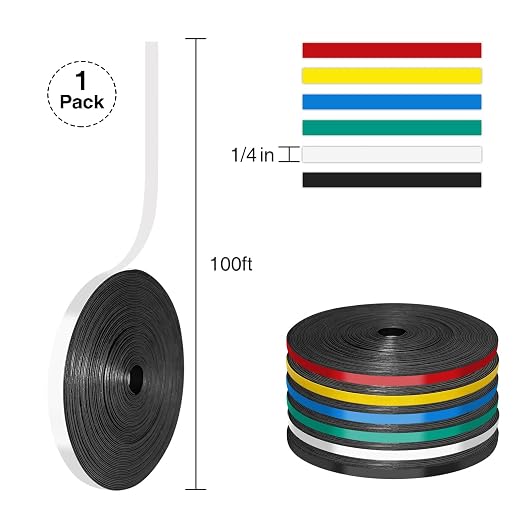 CHUNNIAO White Magnetic Tape for Classroom Chalkboard, Fine Line Magnet - Image 2