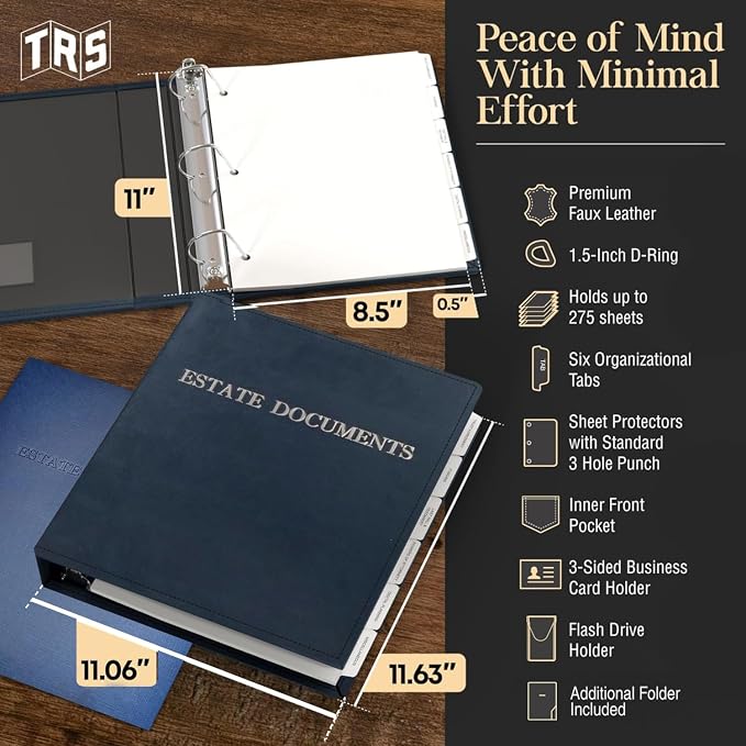 TRS Estate Planning Binder Kit – Pre-Labeled Tabs, Sheet Protectors | 1.5" - Image 2
