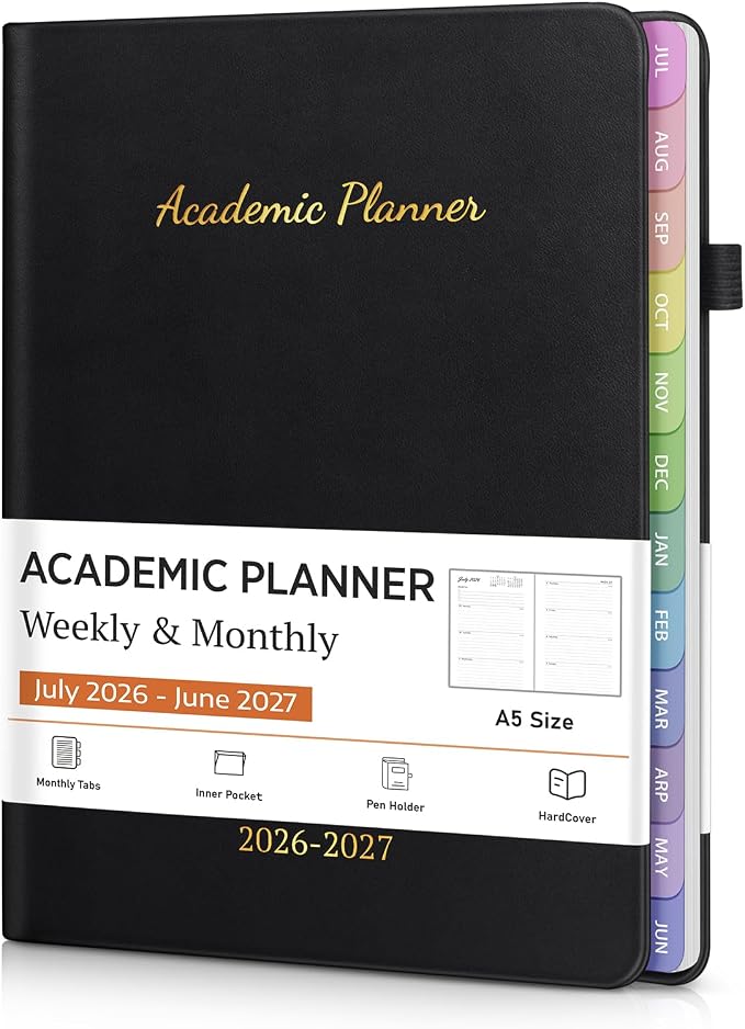 Academic Planner 2026-2027, Weekly and Monthly Academic Year Calendar Planner by Homlive