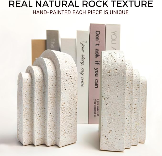Heavy Duty Book Ends for Shelves, Decorative Book Stopper for Shelves, Resin - Image 2