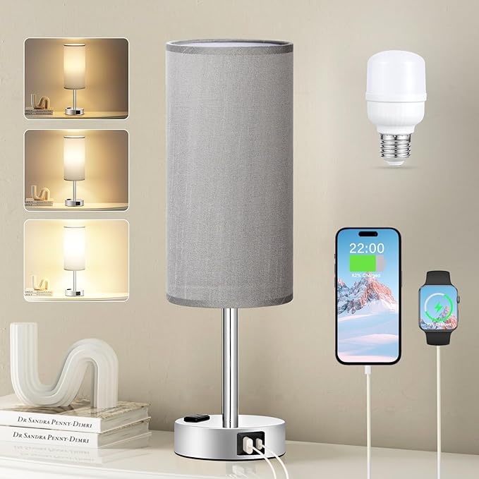 Fenmzee Grey Nightstand Table Lamp by Fenmzeelighting