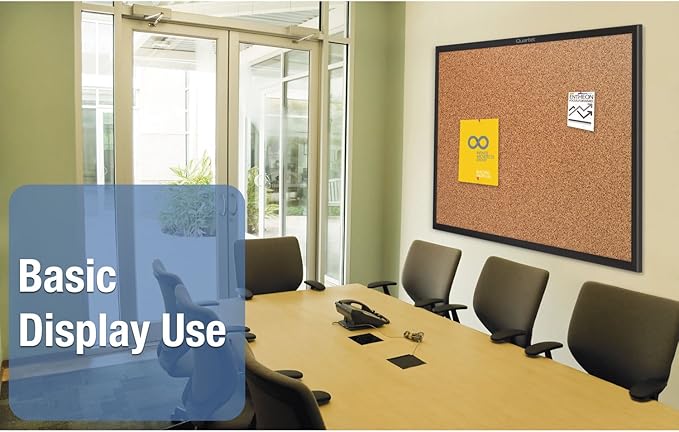 Quartet Cork Board, Bulletin Board, 4' x 3' Corkboard, Black Frame (2304B)-DeskLoop Office
