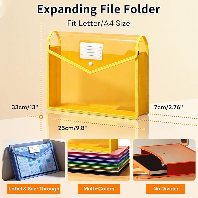 Plastic Expanding File Folder, Transparent Envelopes - Image 2