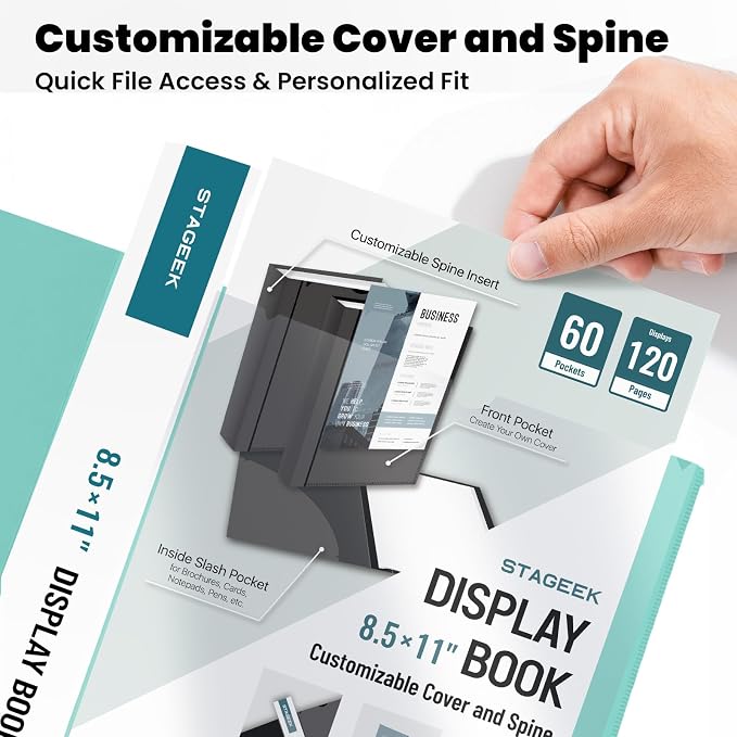 STAGEEK 60-Pocket Portfolio Binder Display 120 Pages, 8.5x11 Binder - Image 3