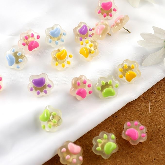 30 Pack Luminous Cat Paw Decorative Push Pins, Thumb Tacks - Image 4