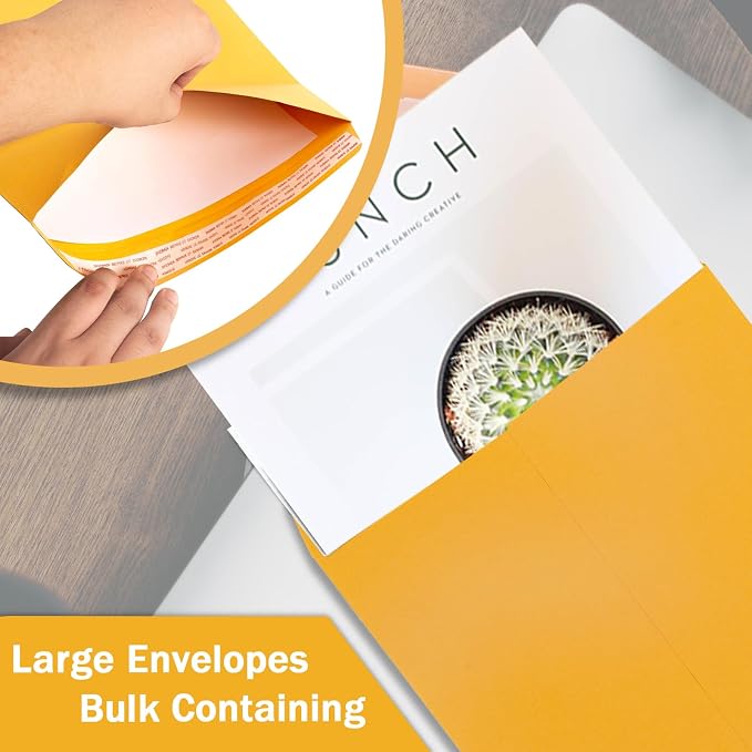 10x13 Catalog Envelopes Self Seal 100 Pack, Goefun 100GSM Paper Yellow Brown - Image 5