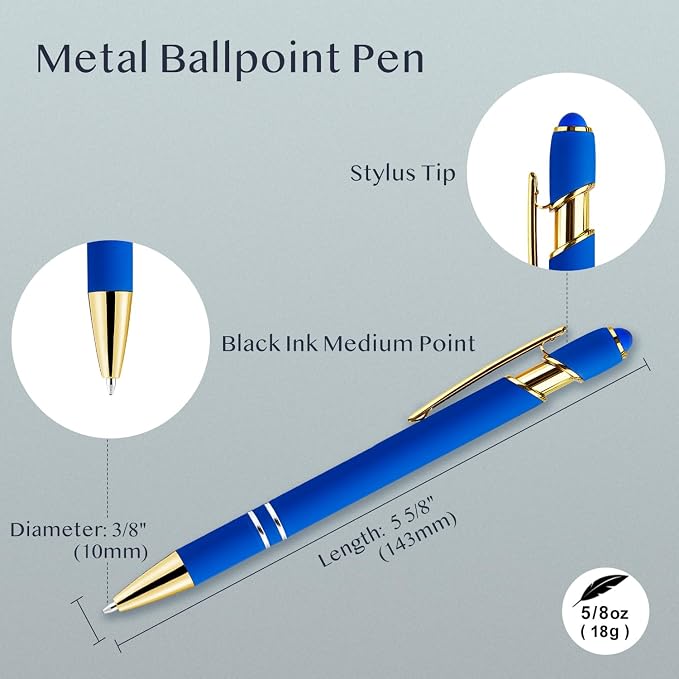 LINFANC 12 Pack Blue Gold Ballpoint Pen - Image 2