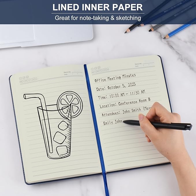 ZCZN 6 Pack Lined Journal Notebooks, 192 Pages A5 Hardcover Leather Journals for Work,Writing,School & Travel, College Ruled Journaling Notebooks for Notes Taking,Diary Notepad (Blue*6)-DeskLoop Office