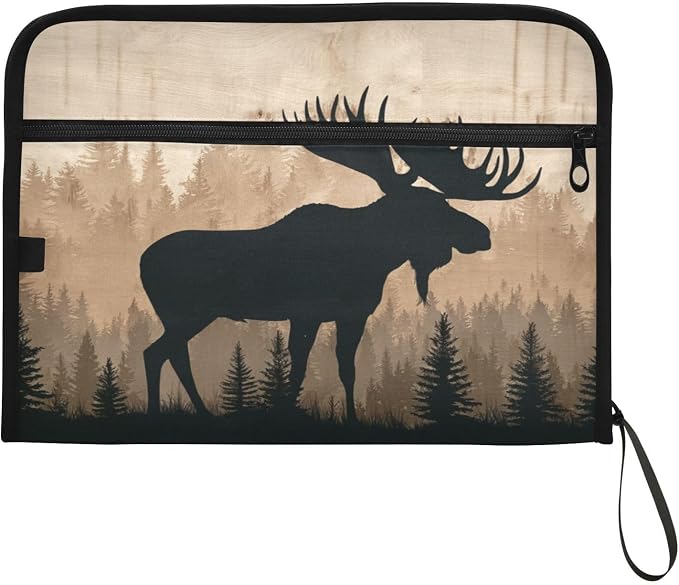 Moose Brown Wood Accordion File Organizer Expanding Document Folder - Image 7