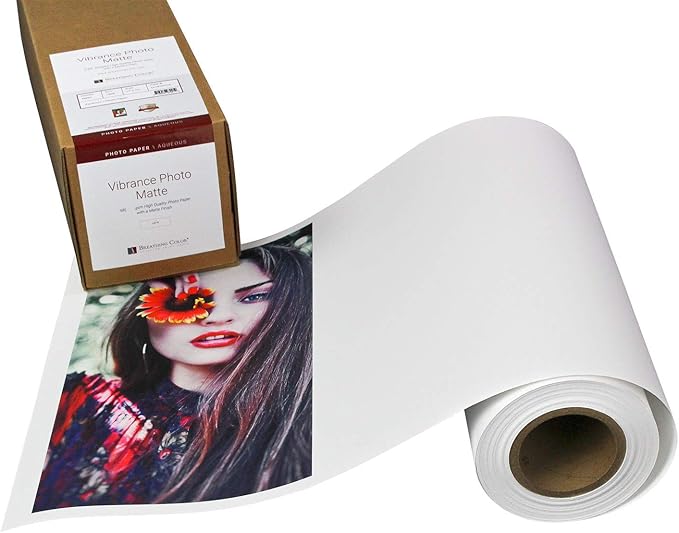 Vibrance Matte Photo Printer Paper 12 mil 230 gsm Matte Finish Premium Photo Paper Roll on 3in Core 12 inches x 100 ft Works with Most Inkjet Printer Professional Makes and Models Like Epson Canon HP-DeskLoop Office