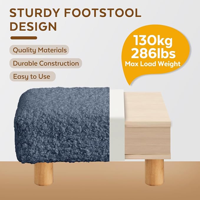 Small Foot Stool Ottoman, Sherpa Footstool Ottoman Foot Rest - Image 3
