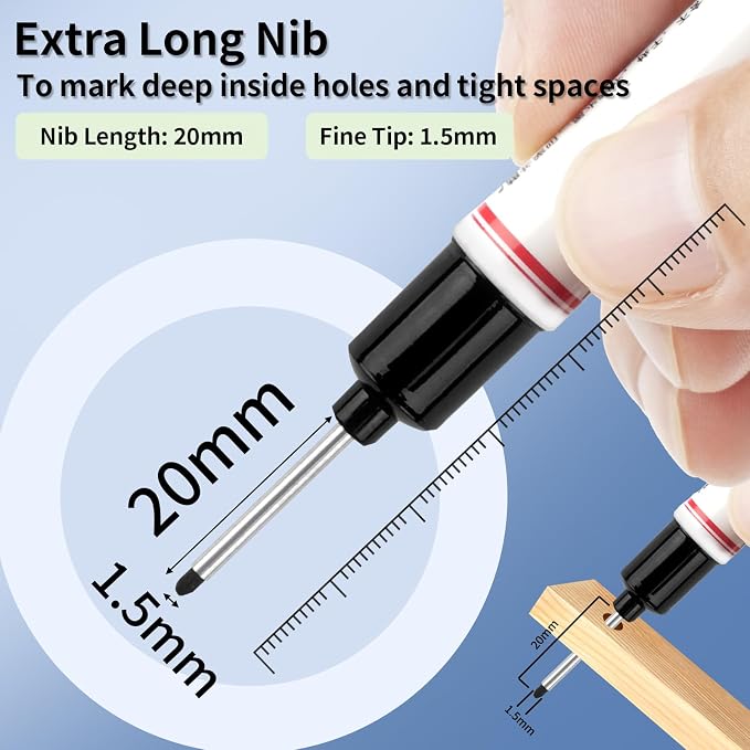 15 Pcs Long Nib Marker, 20 mm Long Head Deep Hole Marker Pens, Fine Nose Tip - Image 2