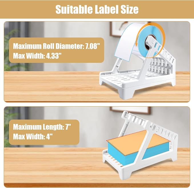 Ctemnpho Large Label Holder for Rolls & Fan-Fold Label Basket Stand for Desktop - Image 3
