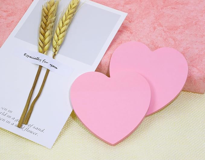 Mini Skater 2 Pack Kraft Paper Sticky Notes Heart Shaped Self-Stick Blank Book - Image 3
