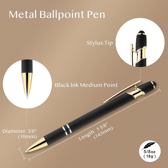 LINFANC 12 Pack Black Gold Ballpoint Pen - Image 2