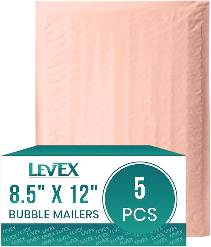 Levex - #2 8.5" x 12" [5 Pack] Light Pink Poly Bubble Mailers, Padded Envelope Mailers, Packing Envelope & Mailing Bags for Shipping-DeskLoop Office