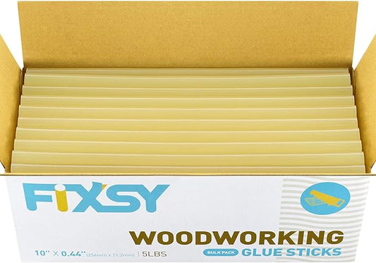 FIXSY Hot Glue Gun Sticks Woodworking, Multi Temp, Full Size 10" Long x .44" Diameter 7/16 11mm, 5LB Box Glue Stick, Approx. 90 Sticks- Compatible with Most Glue Guns-DeskLoop Office