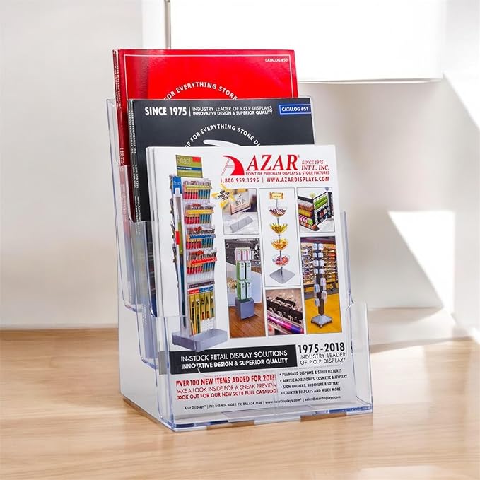 Azar Displays 252378, Brochure Holder, Acrylic Desk Organizer, Three Tier - Image 2