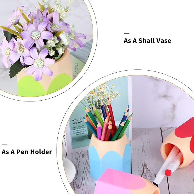 6pcs Pencil Shaped Pen Holders, Cute Desktop Pen Cup & Makeup Brush Container - Image 6