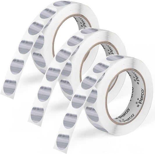 Perco Metallic Silver 1" Round Circle Dot Sticker Labels by Perco
