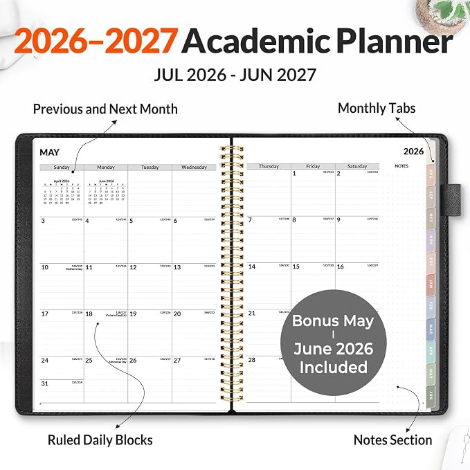 SUNEE 2026-2027 Weekly & Monthly Planner 9"x11.2" - Image 2