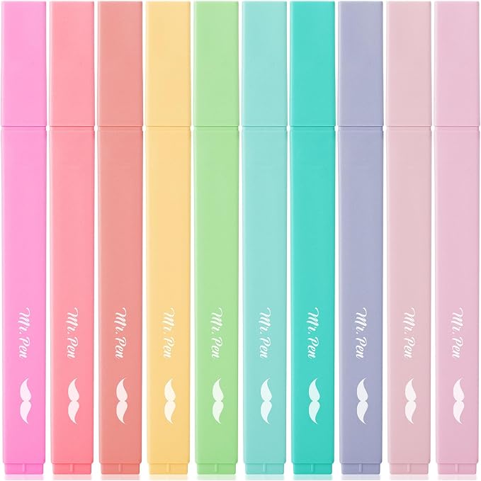 Mr. Pen- Aesthetic Highlighters No Bleed, 10 Pack, Pastel Colors | Chisel Tip by MrPen