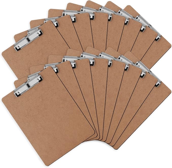 Clipboards, PANDRI 16 Pack Hardboard Office Clipboards, Low Profile Clip by PANDRI