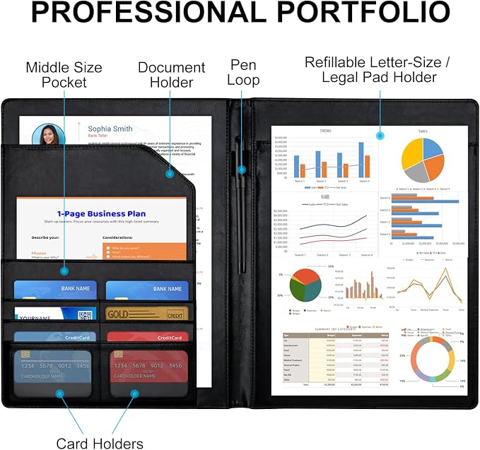 Cacturism Padfolio Portfolio Folder, Foldable Letter Size Writting Pad - Image 2