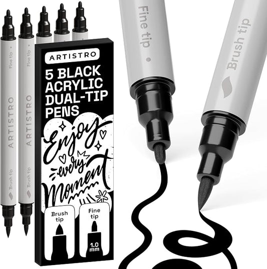ARTISTRO 5 Black Acrylic Paint Markers by ARTISTRO