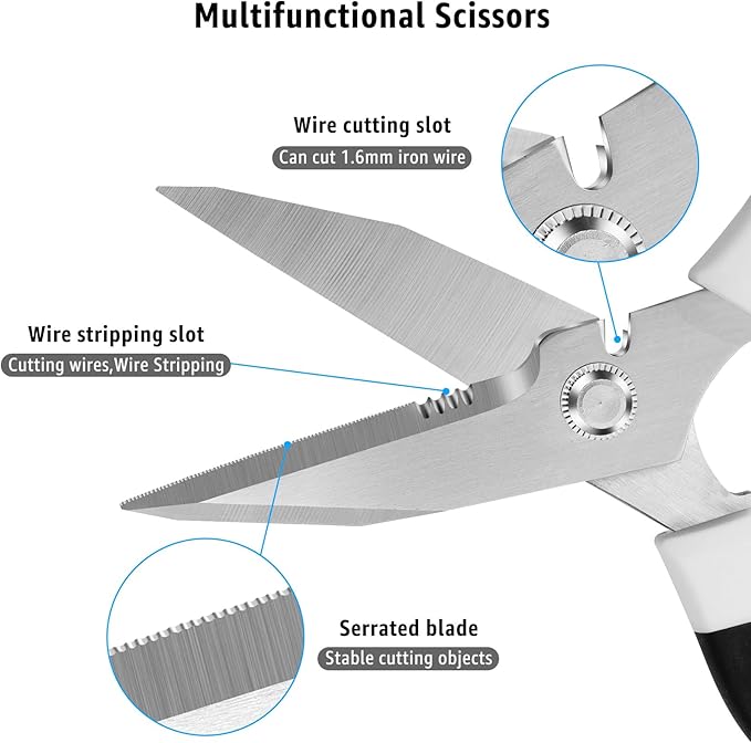BoFuYuan 8-Inch Utility Scissors All Purpose Heavy Duty, Serrated Blade - Image 4