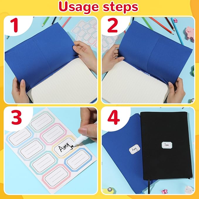 Jumbo Book Covers 8 Pack Reusable Fabric Book Cover Protective Books Covers 9 x 11 Inch Colorful Stretchable Books Sleeve Cover with Label Sticker for Most Hardcover Textbooks Up to 10 x 12.5 Inch-DeskLoop Office