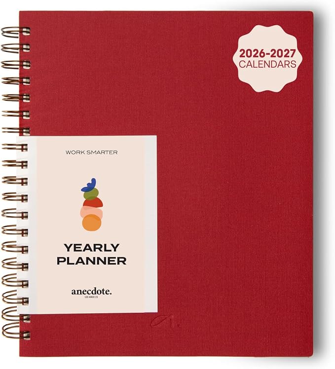 Anecdote Spiral Planner w/ 2026-2027 Calendar 52 Weeks Undated | Start Anytime by Anecdote