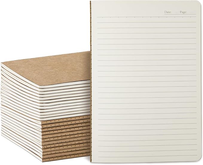 24 Pack Kraft Notebooks Bulk A5, 60 Pages Lined Ruled Journals, 8.3x5.5 Inches by Foliom